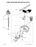 PUMP, WASHARM AND MOTOR PARTS Diagram and Parts List for WDF111PABW1  Whirlpool Dishwasher