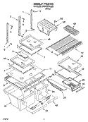 SHELF PARTS Diagram and Parts List for 5VET1DTKLQ02  Whirlpool Refrigerator