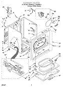 CABINET Diagram and Parts List for LGR5600JT1  Whirlpool Dryer