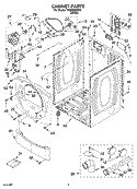 CABINET PARTS Diagram and Parts List for WED8500SR0  Whirlpool Dryer