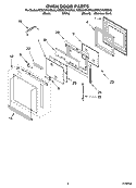 OVEN DOOR PARTS Diagram and Parts List for KEBC278KBT03  KitchenAid Wall Oven