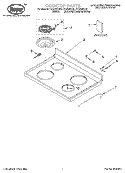 COOKTOP, LITERATURE Diagram and Parts List for FES330KQ0  Roper Range