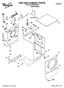 TOP AND CABINET PARTS Diagram and Parts List for GHW9160PW4  Whirlpool Washer