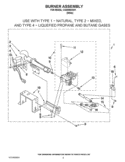 BURNER ASSEMBLY Diagram and Parts List for CGD8990XW1  Whirlpool Dryer