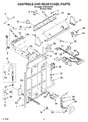 CONTROLS AND REAR PANEL PARTS Diagram and Parts List for 3XLBR5432JQ1  Whirlpool Washer