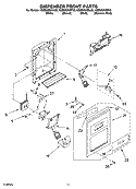 DISPENSER FRONT PARTS Diagram and Parts List for KSBS25INBL00  KitchenAid Refrigerator