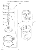 AGITATOR, BASKET & TUB Diagram and Parts List for 6CAP2762EW0  Whirlpool Washer