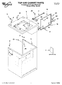 TOP AND CABINET, LITERATURE Diagram and Parts List for GST9675JQ3  Whirlpool Washer
