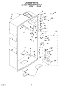 LINER PARTS Diagram and Parts List for PVBN600LW1  Whirlpool Cabinet