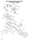 MOTOR AND ICE CONTAINER Diagram and Parts List for KSRD27FKBT01  KitchenAid Refrigerator