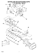 MOTOR AND ICE CONTAINER PARTS Diagram and Parts List for 5VGS7SHGKT01  Whirlpool Refrigerator