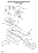 MOTOR AND ICE CONTAINER Diagram and Parts List for SS25AFXKQ01  Whirlpool Refrigerator