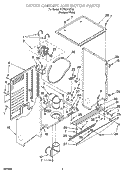 DRYER CABINET AND MOTOR PARTS Diagram and Parts List for YLTE5243DQ2  Whirlpool Washer Dryer Combo