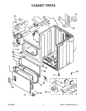 CABINET PARTS Diagram and Parts List for 3LWED4900YW2  Whirlpool Dryer