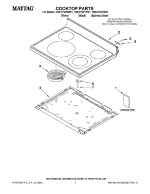 01 - COOKTOP PARTS Diagram and Parts List for YMER7651WB1  Whirlpool Range