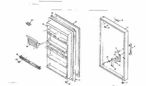 Refrigerator Door Parts Diagram and Parts List for 106R10A  Kenmore Refrigerator