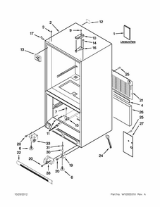 Cabinet Parts Diagram and Parts List for 59669933013  Kenmore Refrigerator