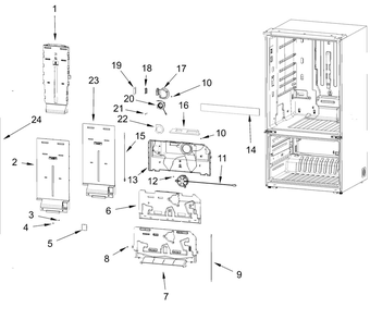 Duct Parts Diagram and Parts List for WRFF3736SV00 WRFF3736SZ00-WRFF3736SW00 Whirlpool Refrigerator