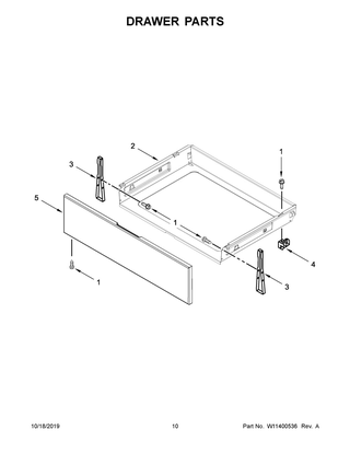 Drawer Parts Diagram and Parts List for WFE535S0JV0  Whirlpool Range