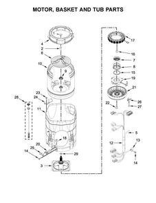 Motor, Basket And Tub Parts Diagram and Parts List for WTW8700EC0  Whirlpool Washer