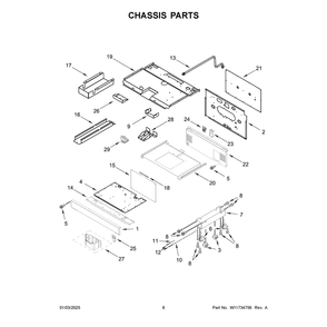 Chassis Parts Diagram and Parts List for KFGC500JAV07  KitchenAid Range