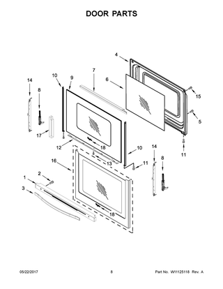 Door Parts Diagram and Parts List for WFE540H0EB1  Whirlpool Range