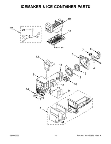 Icemaker And Ice Container Parts Diagram and Parts List for WRX735SDHB08  Whirlpool Refrigerator