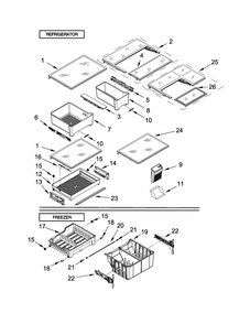 Shelf Parts Diagram and Parts List for IX5BBEXDS00  Whirlpool Refrigerator