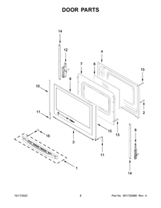 Door Parts Diagram and Parts List for WFE505W0HB6  Whirlpool Range