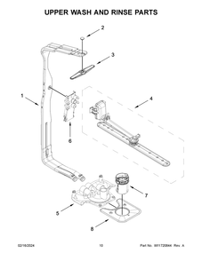 Upper Wash And Rinse Parts Diagram and Parts List for KDFE204KWH3  KitchenAid Dishwasher