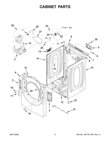 03 - Cabinet Parts Diagram and Parts List for WED6720RU0  Whirlpool Dryer
