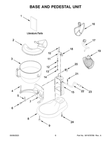 Base And Pedestal Unit Diagram and Parts List for 5KSM60SPXZER0  KitchenAid Mixer