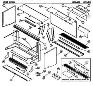 02 - VENT HOOD Diagram and Parts List for 8072005  Whirlpool Microwave Oven Combo