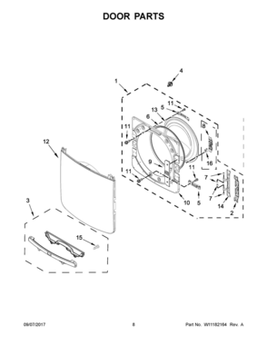 05 - DOOR PARTS Diagram and Parts List for MED8200FC1  Whirlpool Dryer