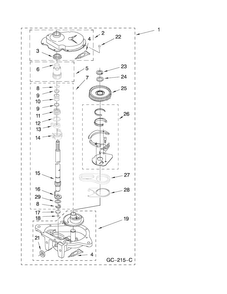 Gearcase Parts Diagram and Parts List for 11088752798  Kenmore Washer Dryer Combo