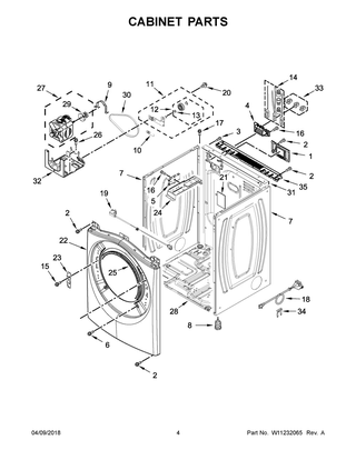 Cabinet Parts Diagram and Parts List for YWED92HEFBD2  Whirlpool Dryer