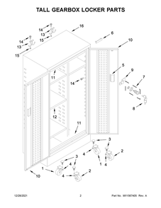 Tall Gearbox Locker Parts Diagram and Parts List for GATL302DKW00  Whirlpool Cabinet