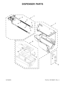 Dispenser Parts Diagram and Parts List for WFW8540FW1  Whirlpool Washer