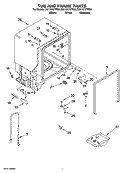 TUB AND FRAME PARTS Diagram and Parts List for DU1101XTPSA  Whirlpool Dishwasher