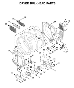 Dryer Bulkhead Parts Diagram and Parts List for WGT4027HW0  Whirlpool Washer Dryer Combo