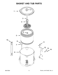 04 - Basket And Tub Parts Diagram and Parts List for MVW5435PW1  Whirlpool Washer