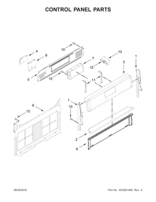 Control Panel Parts Diagram and Parts List for WFG540H0EB1  Whirlpool Range