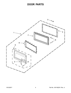 03 - DOOR PARTS Diagram and Parts List for AMV6502RES4  Whirlpool Microwave Oven Combo