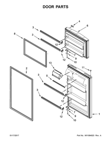 Door Parts Diagram and Parts List for WRT316SFDB01  Whirlpool Refrigerator