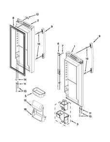 Refrigerator Door Parts Diagram and Parts List for GX2FHDXVQ07  Whirlpool Refrigerator