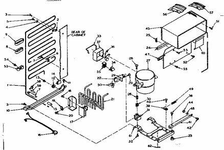 Refrigerator Unit Diagram and Parts List for 106U12D  Kenmore Refrigerator