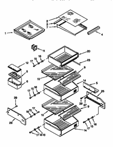 Refrigerator Shelf Diagram and Parts List for 106KSSS36QDW05  KitchenAid Refrigerator
