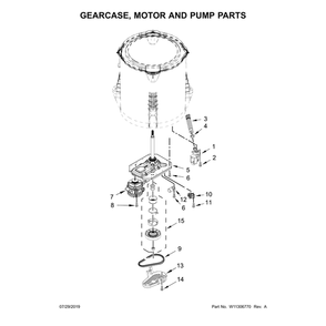 Gearcase, Motor & Pump Diagram and Parts List for CAE2745FQ1  Whirlpool Washer