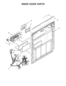 Inner Door Parts Diagram and Parts List for WDF330PAHW0  Whirlpool Dishwasher