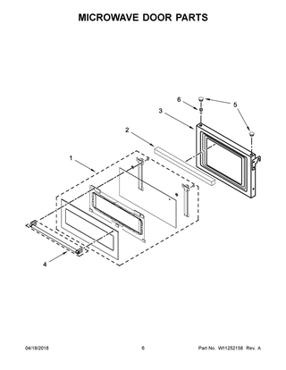 Microwave Door Parts Diagram and Parts List for KOCE507EBL07  Whirlpool Microwave Oven Combo